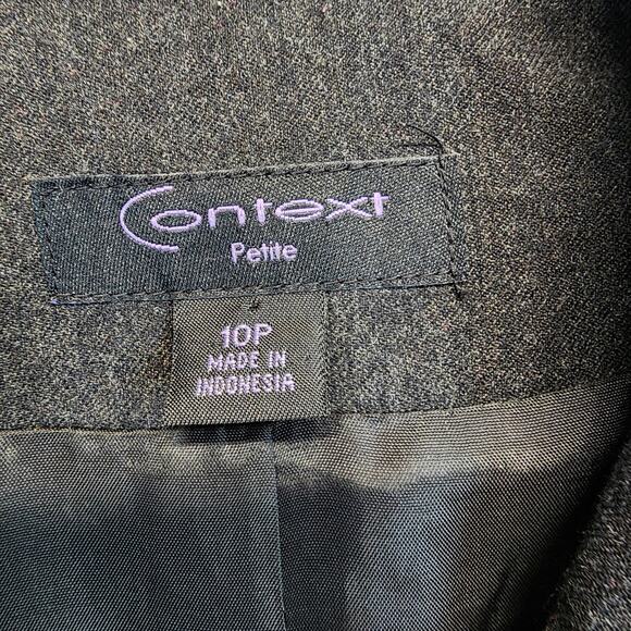 Vintage Wool Cashmere Blazer Size 10P Gray Office Career Tailored Fit Context - Picture 14 of 16
